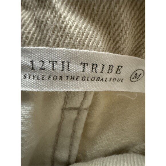 12th Tribe Jeans Womens High rise Barrel Leg , Baggy Denim 2 Tone Cream No Str - Picture 5 of 6